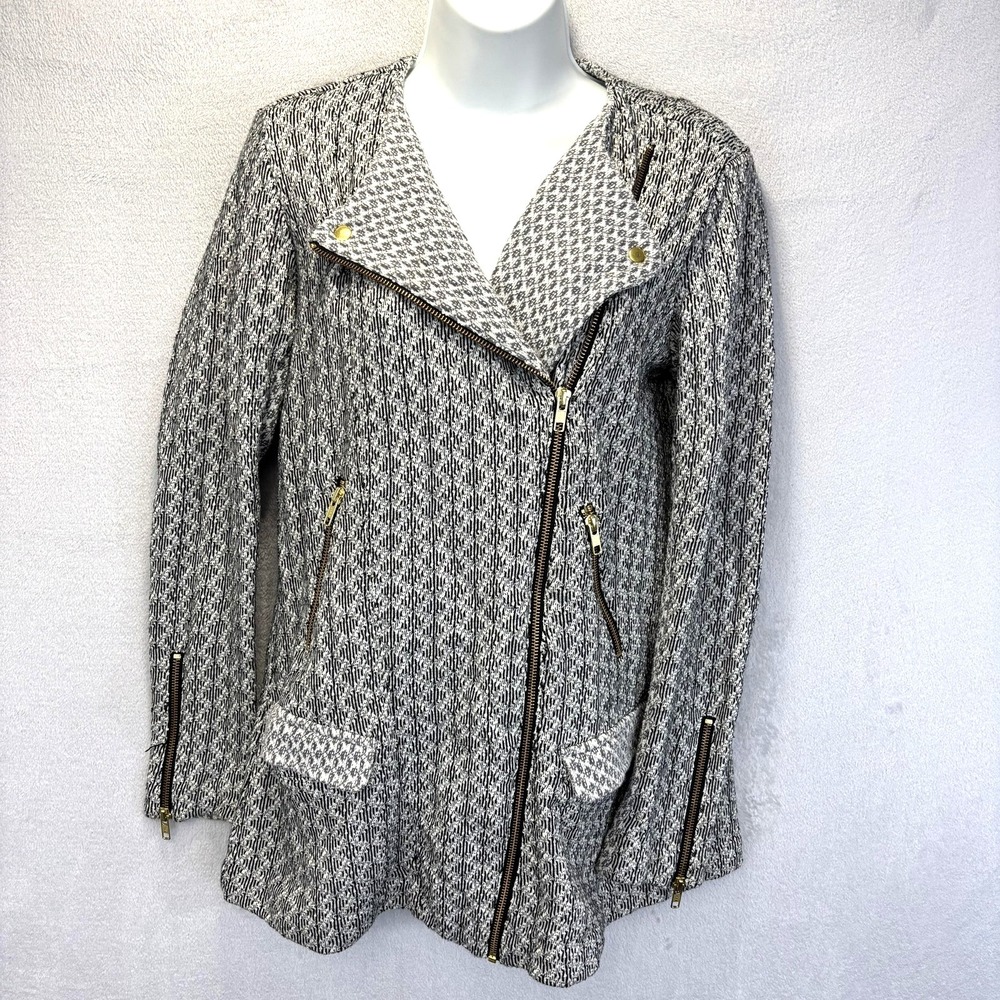 Lucky‎ Brand Geometric Knit Asymmetrical Blazer Jacket Womens Small Y2K Moto